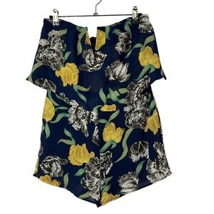 Boutique CALS Blue & Yellow Floral Strapless Romper M